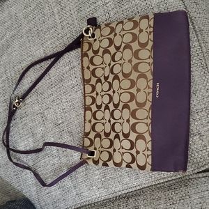 Coach logo purple accented shoulder bag